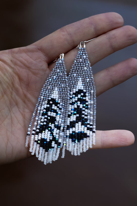 grey beaded earrings
