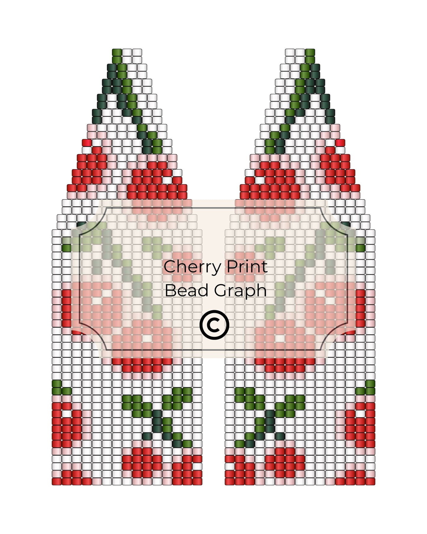 Bead pattern with cherry design on a white background