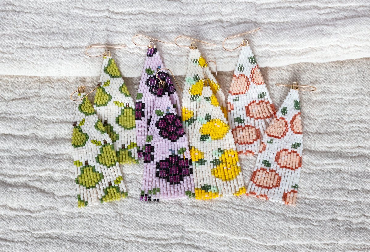 fruit-inspired beaded earrings