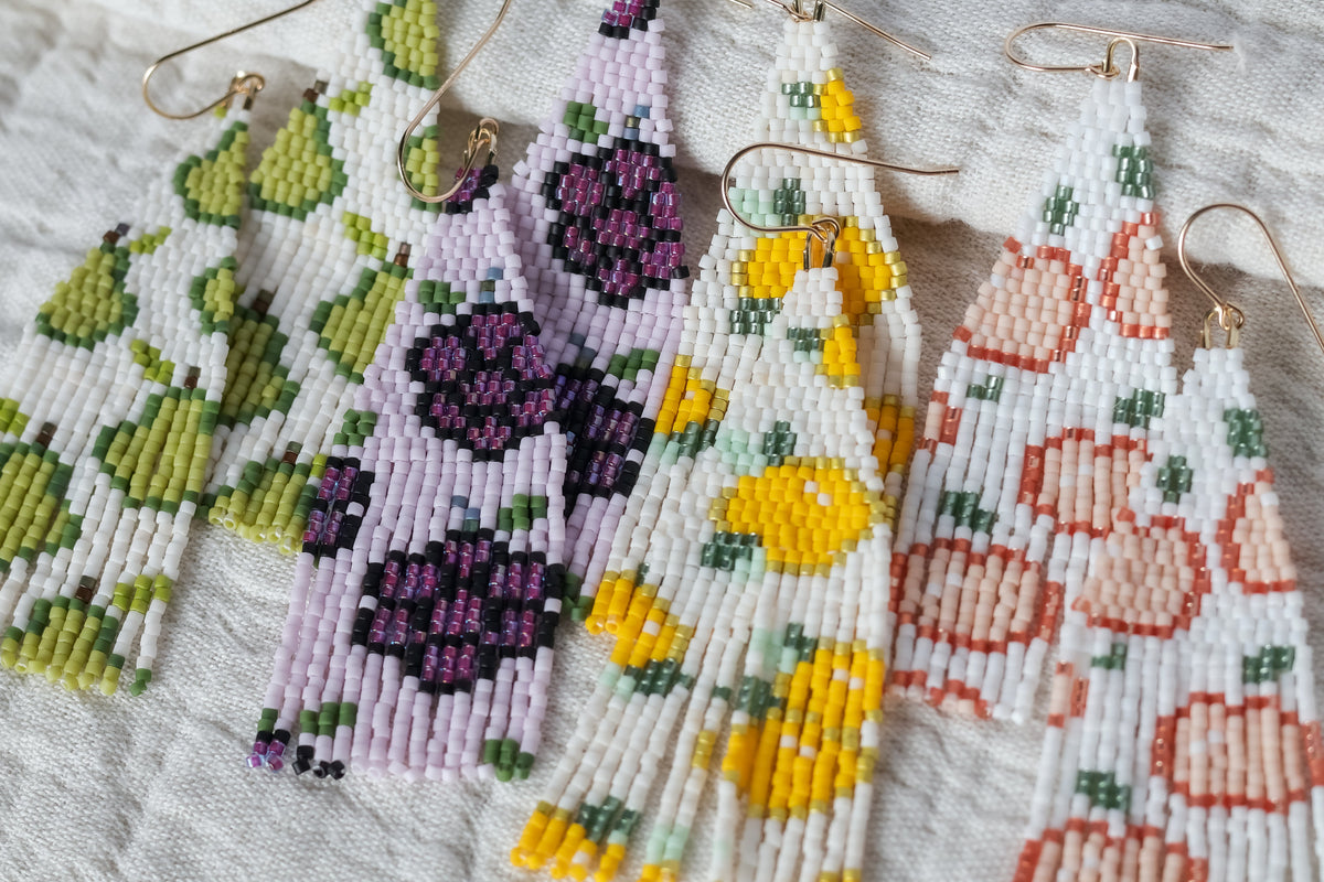 fruit-inspired beaded earrings