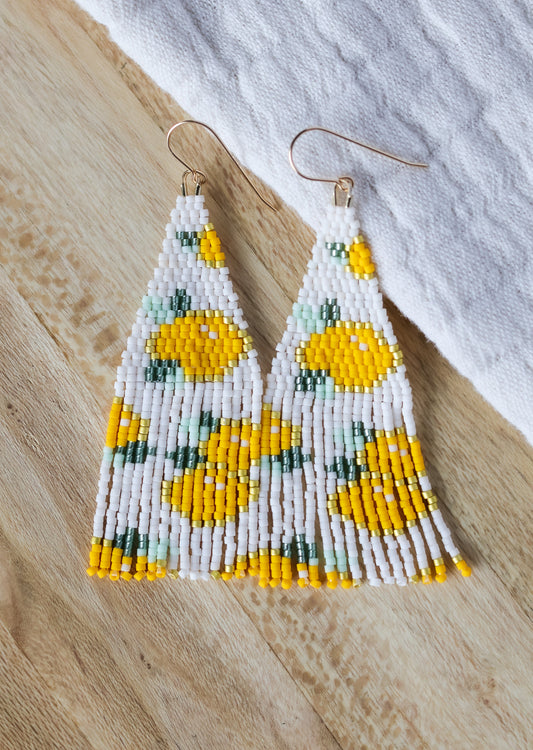 lemon beaded earrings