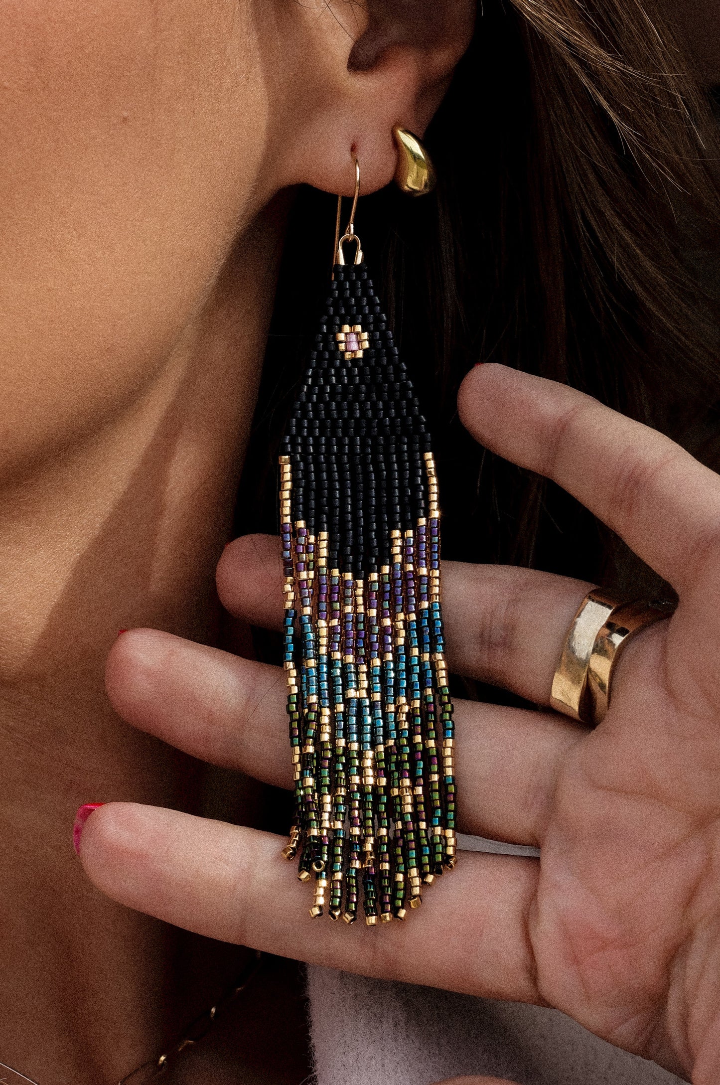 PRE-ORDER: Dark Horse Mermaid Tail Beaded Earrings