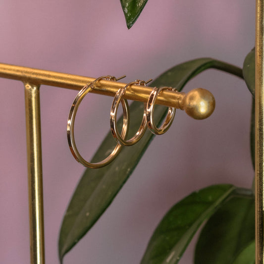 Multi sized gold hoop earrings