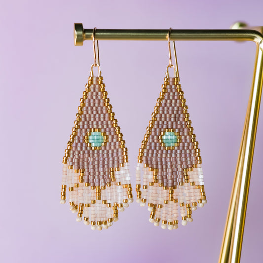 MADE TO ORDER: Mini Emerald Sands Beaded Mermaid Earrings