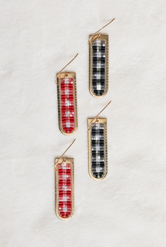 Beaded Glimmer Drops Gingham Print