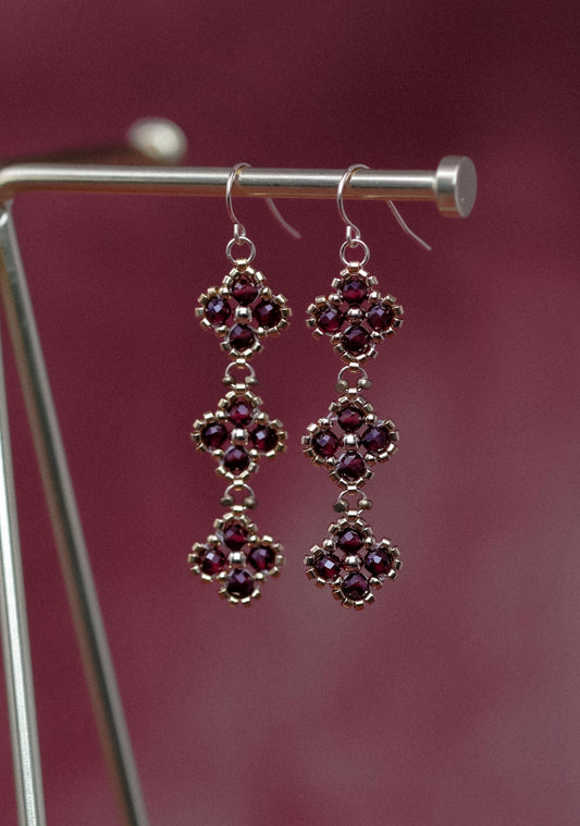 Triple Drop Beaded Clover Couture Earrings