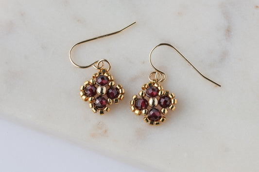 Single Beaded Clover Drop- Gemstone