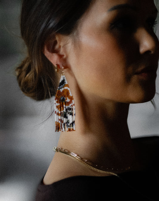 Faded Wild Rose Beaded Earrings