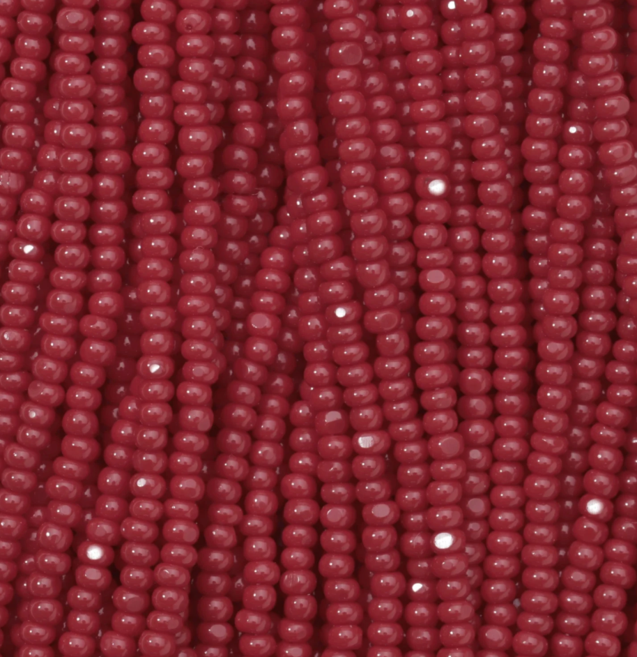 Czech Seed Bead- 11/0- 1 Cut Charlotte – Opaque Red Coral