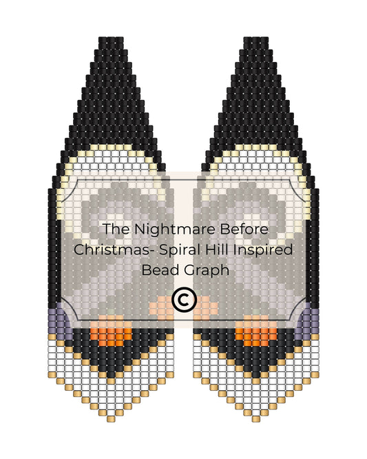Bead pattern design for 'The Nightmare Before Christmas' inspired spiral hill with black, white, and orange beads.