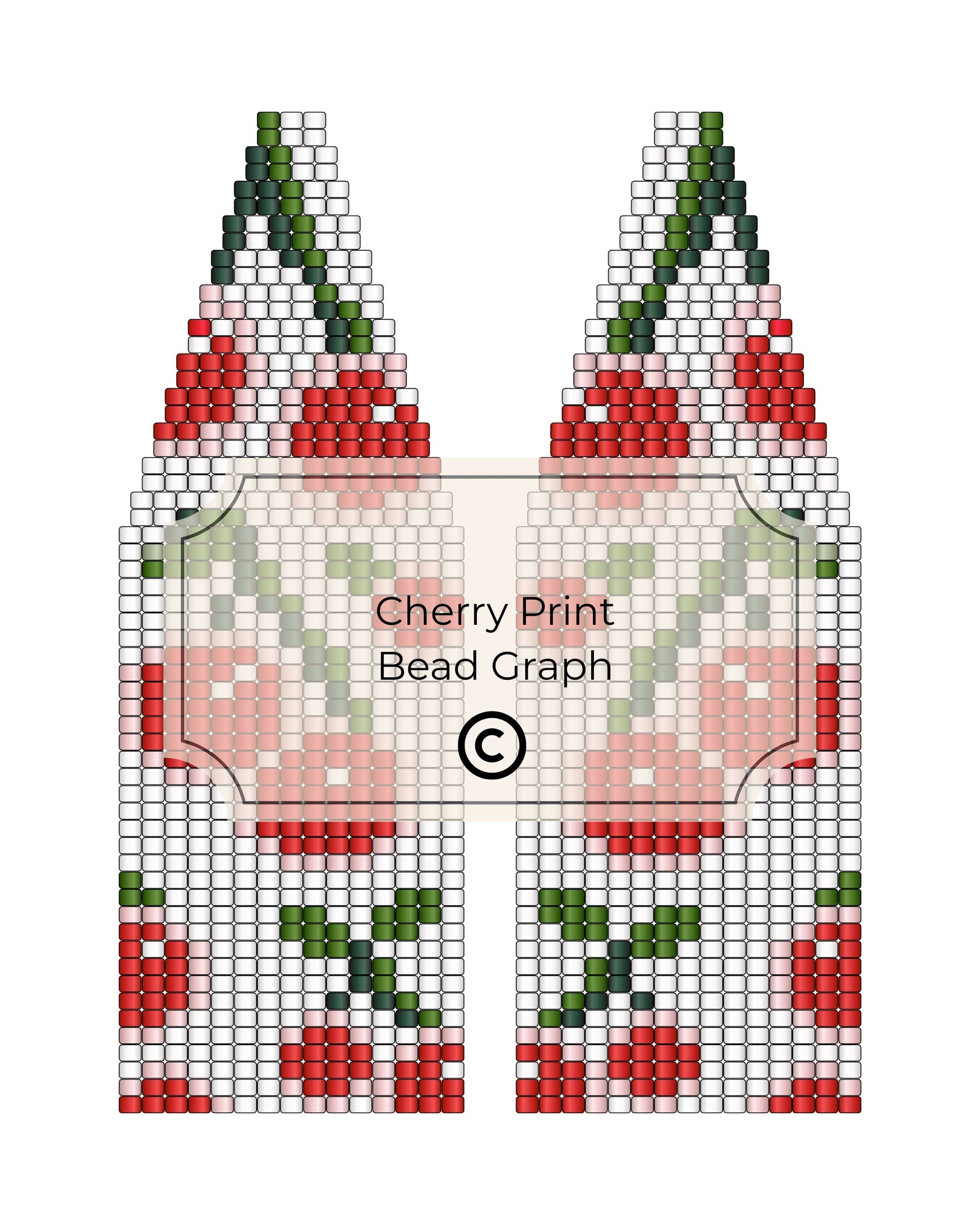 Bead pattern with cherry design on a white background