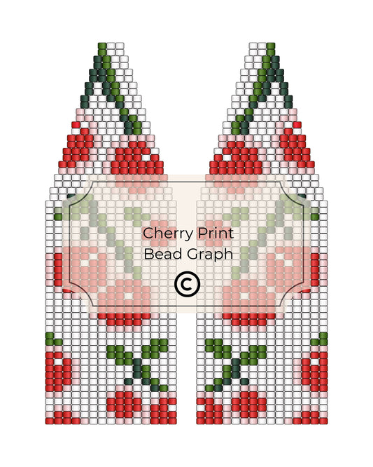 Bead pattern with cherry design on a white background