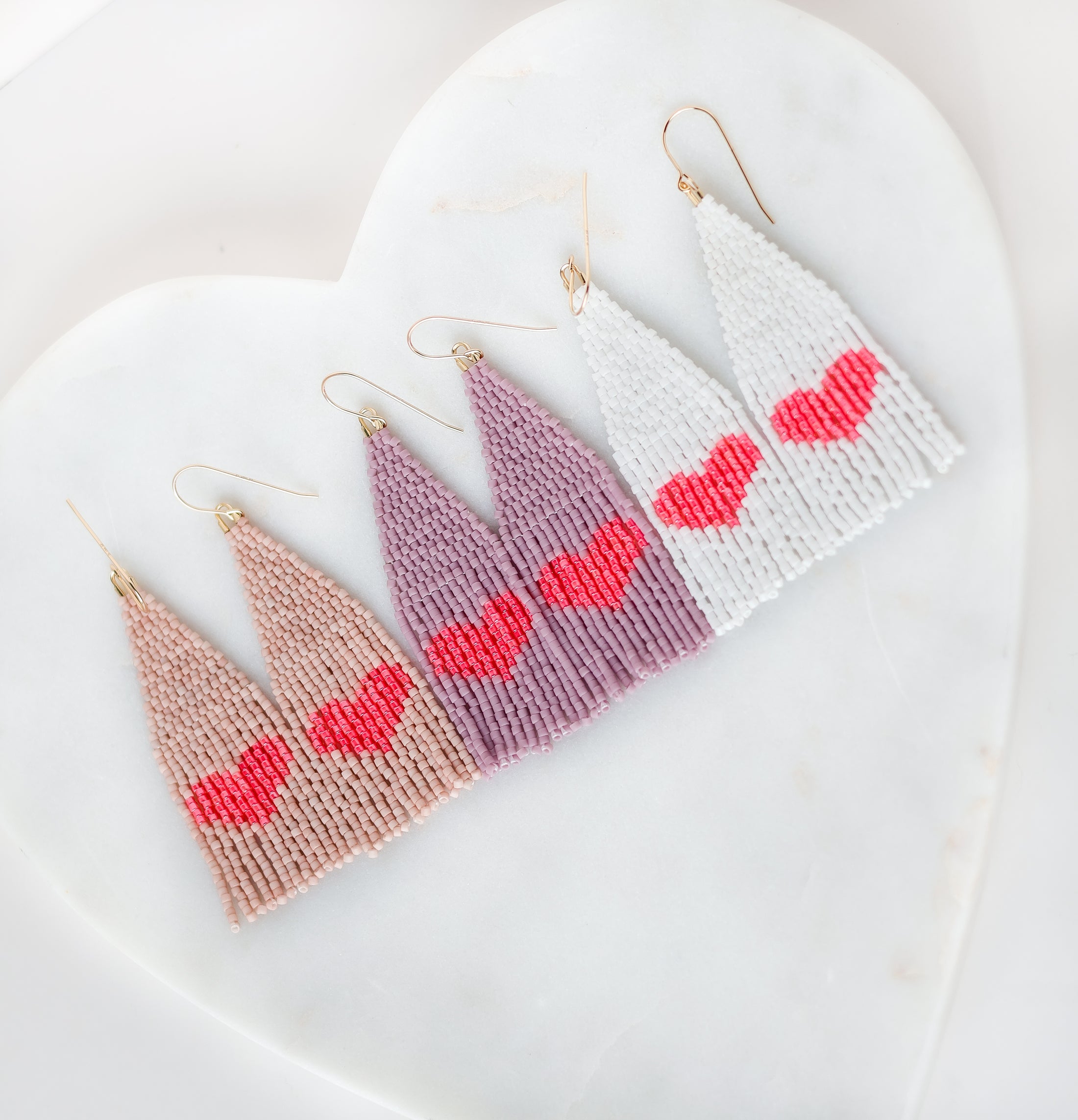 Beaded Fringed Heart Shakers