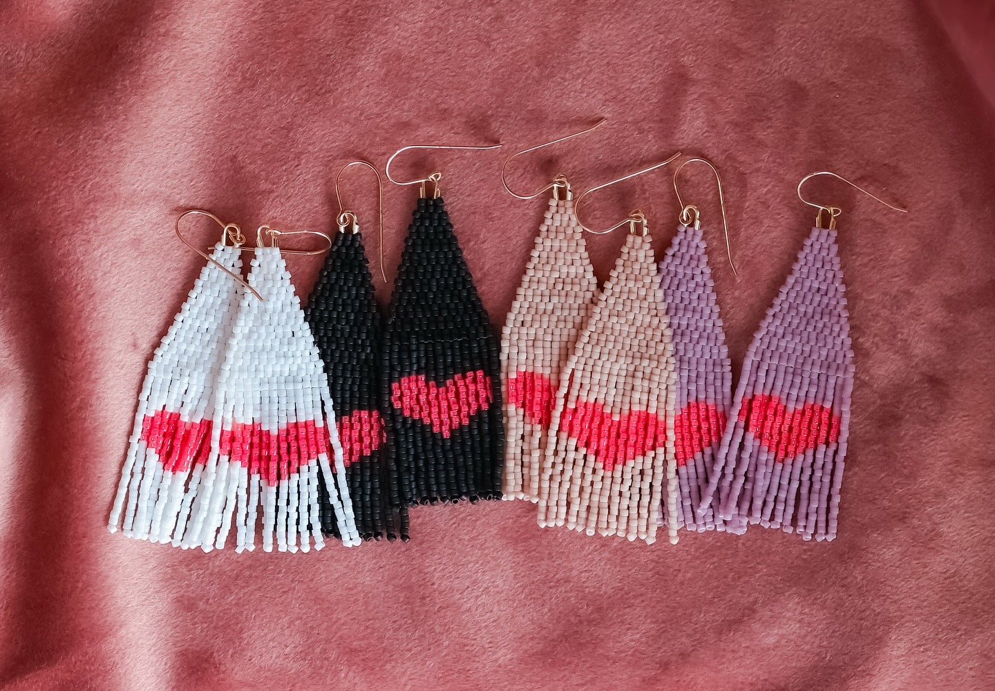 Beaded Fringed Heart Shakers