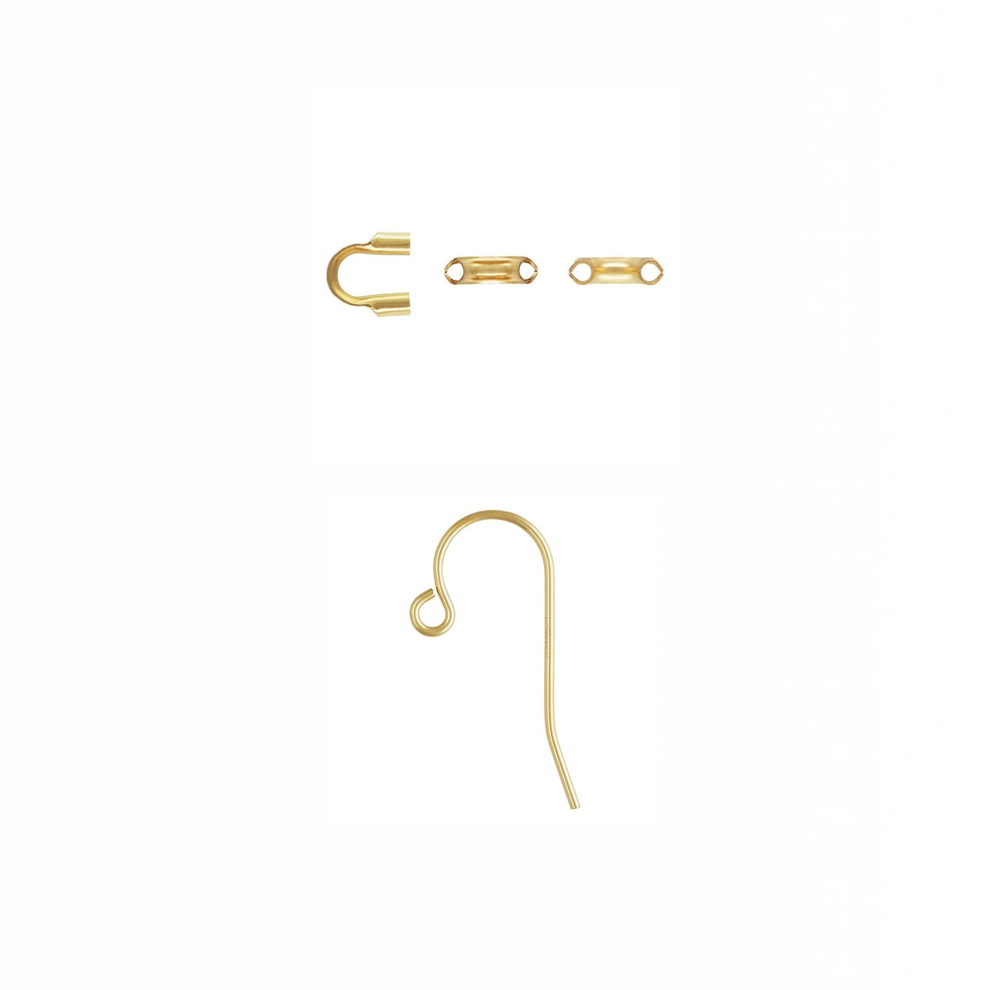Gold earring hooks on a white background