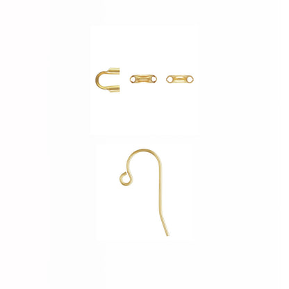 Gold earring hooks on a white background
