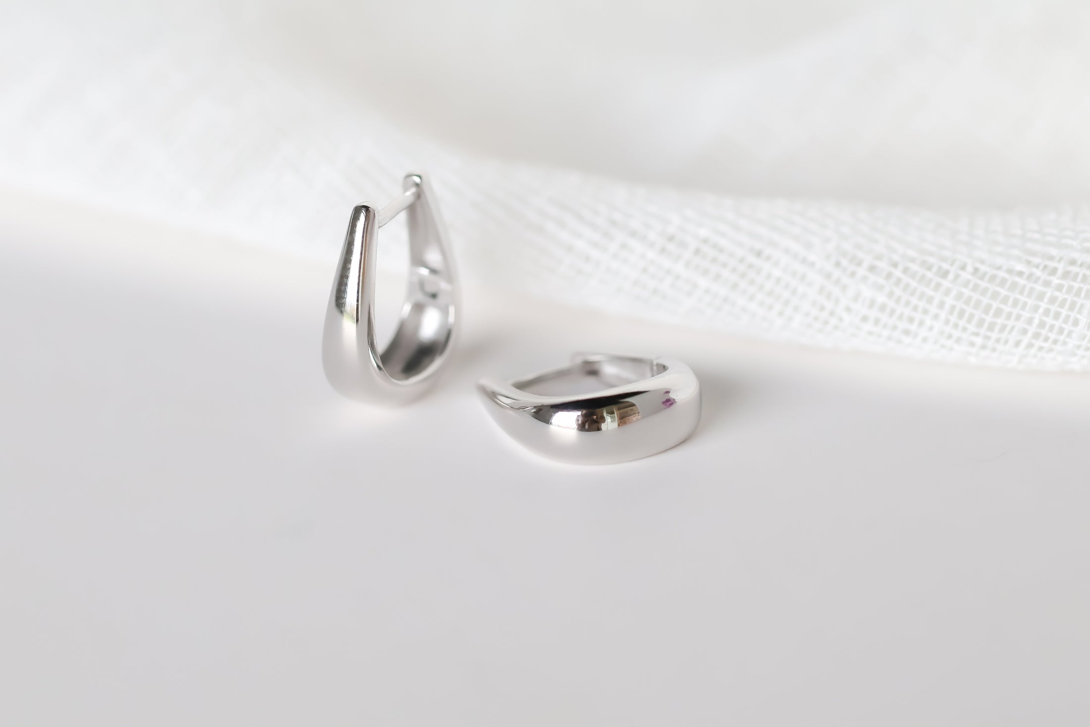 Silver Tapered Huggie Hoops