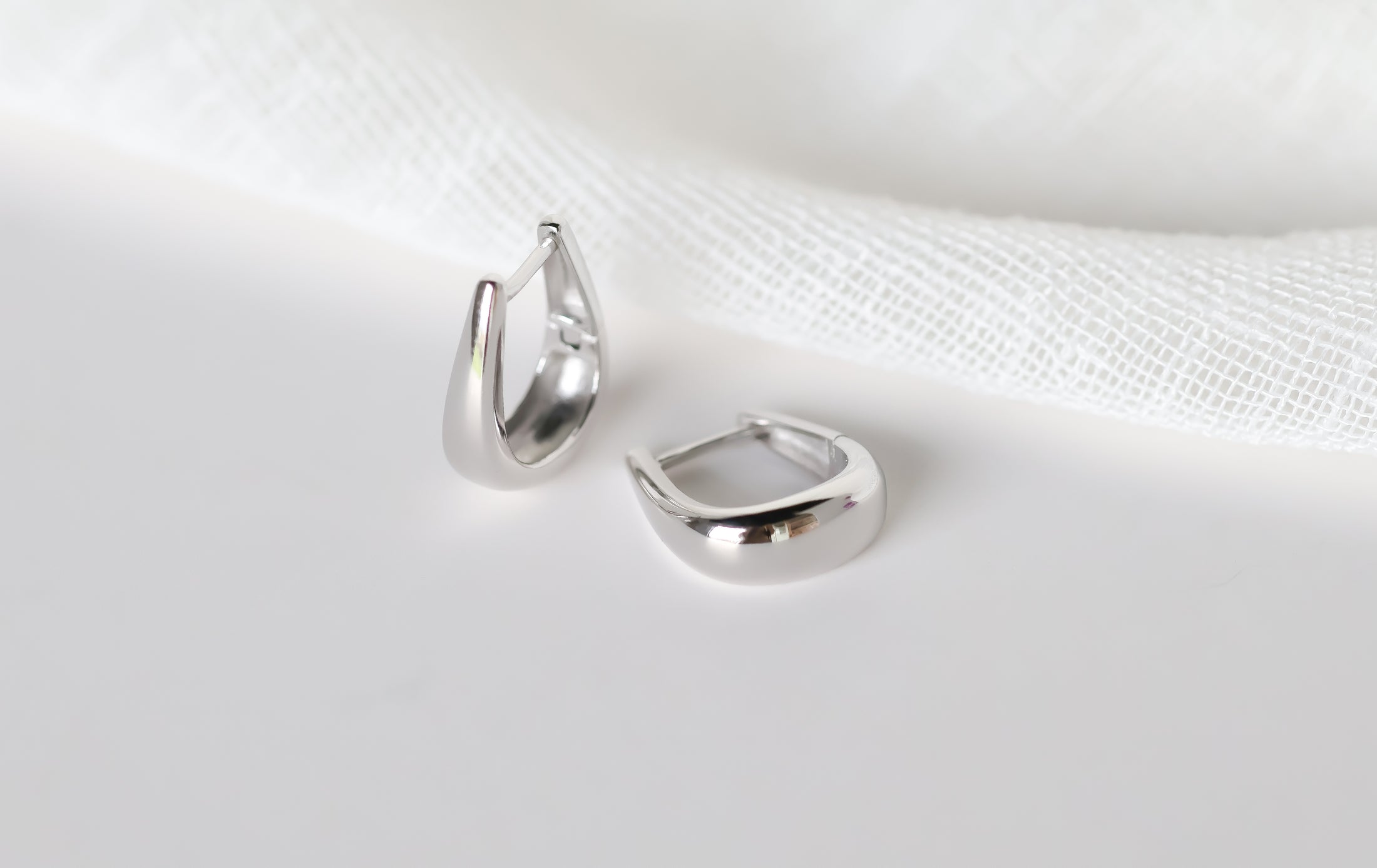 Silver Tapered Huggie Hoops