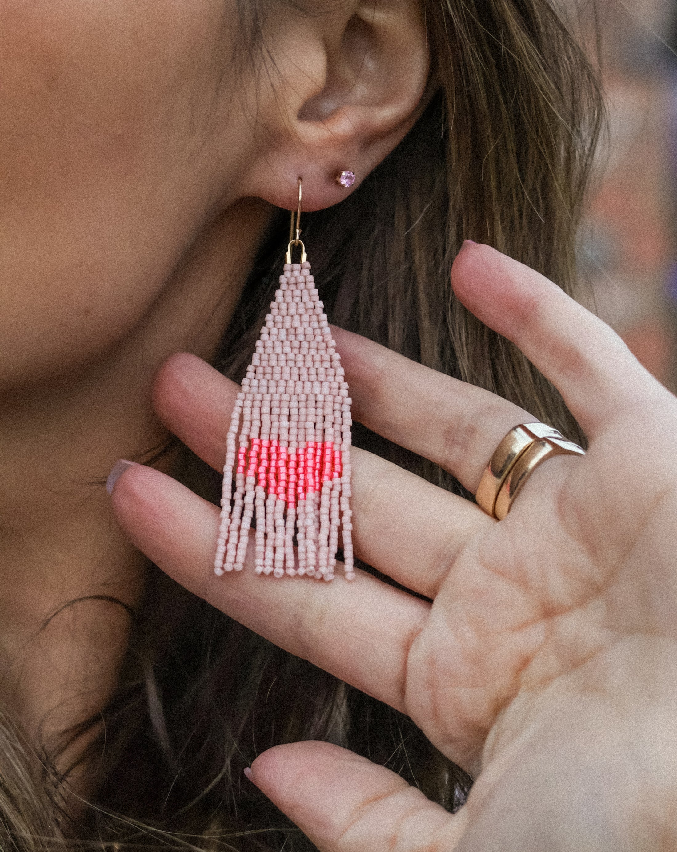 Beaded Fringed Heart Shakers