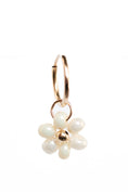 Load image into Gallery viewer, Cream Beaded Flower Charm Earrings
