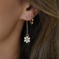 Load image into Gallery viewer, Cream Beaded Flower Charm Earrings
