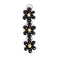 Load image into Gallery viewer, Black Beaded Flower Charm Earrings
