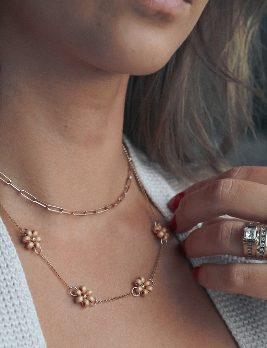 Bloom Beaded Flower Chain Necklace