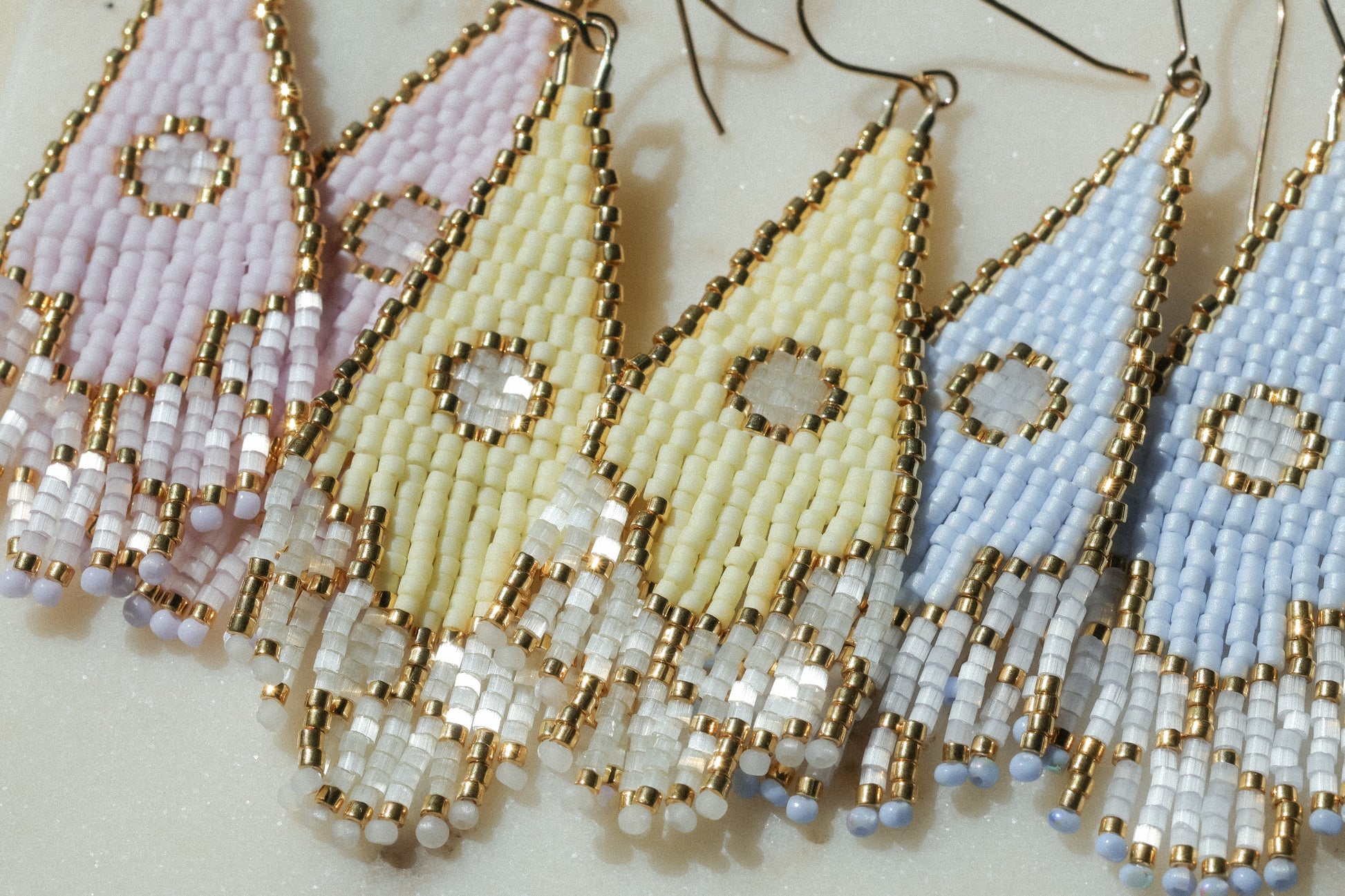 Multi-coloured beaded earrings