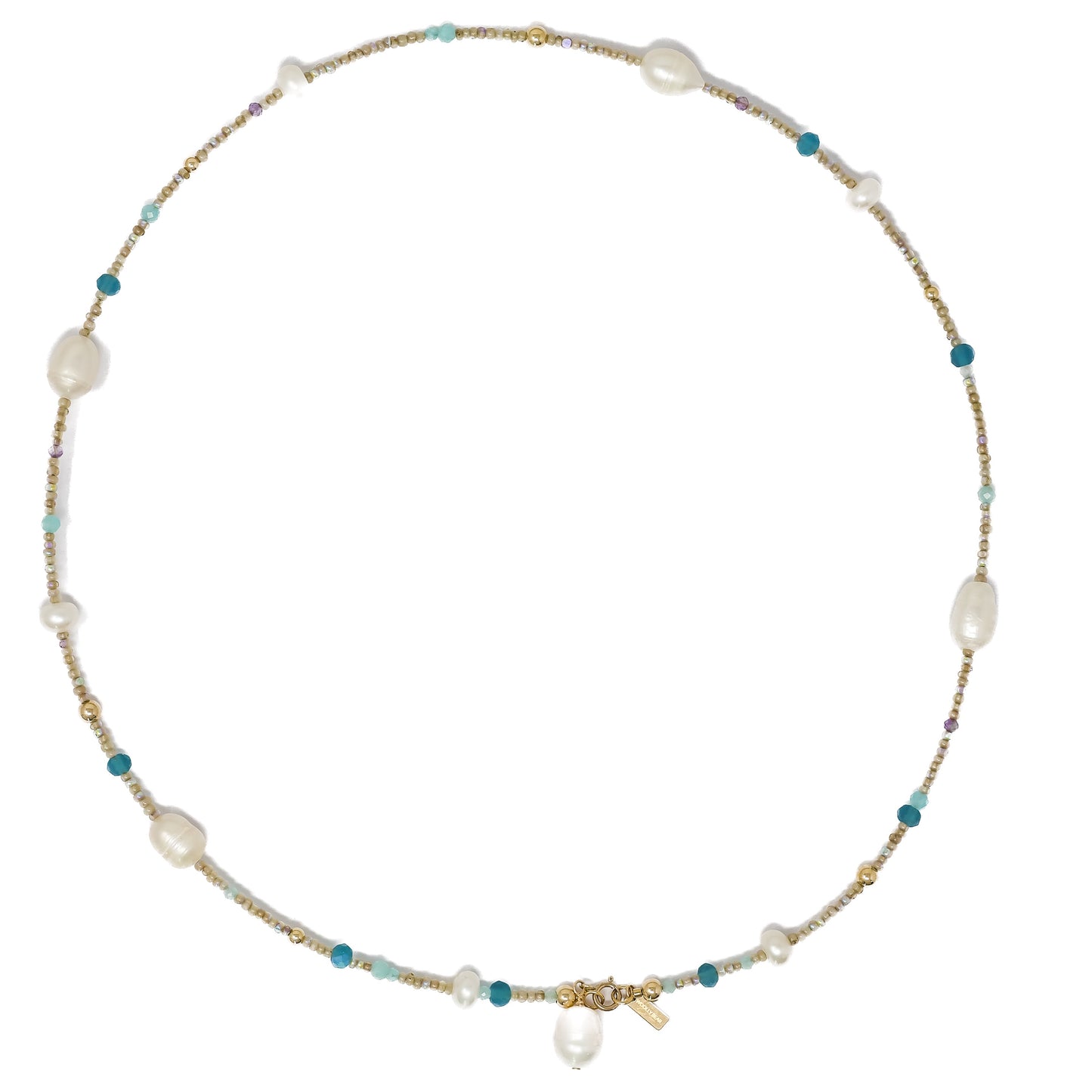 Blue Lagoon Pearl Charm Clasp Necklace