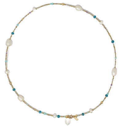 Blue Lagoon Pearl Charm Clasp Necklace