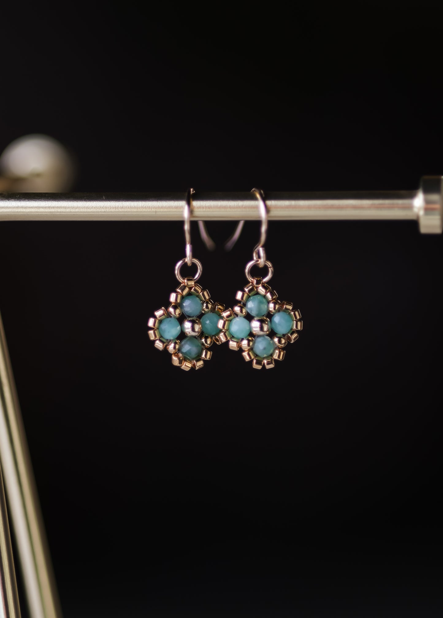 Single Beaded Clover Drop- Gemstone