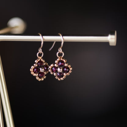 Single Beaded Clover Drop- Gemstone