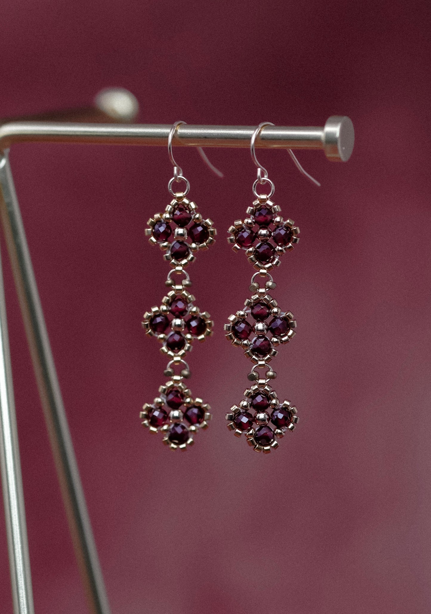 Triple Drop Beaded Clover Couture Earrings