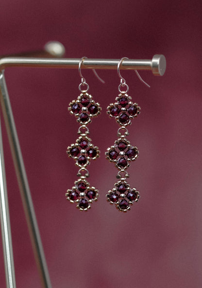Triple Drop Beaded Clover Couture Earrings