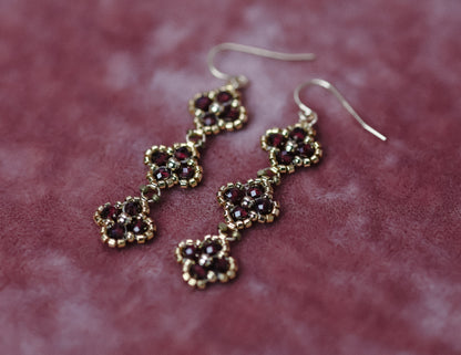 Triple Drop Beaded Clover Couture Earrings