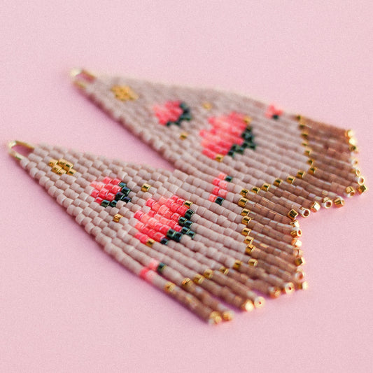 The Dolly Mini Beaded Earring- Pink