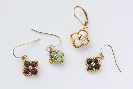 Single Beaded Clover Drop- Gemstone