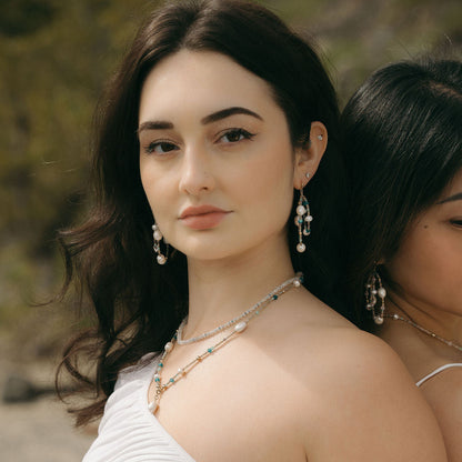 Blue Lagoon Pearl Charm Clasp Necklace