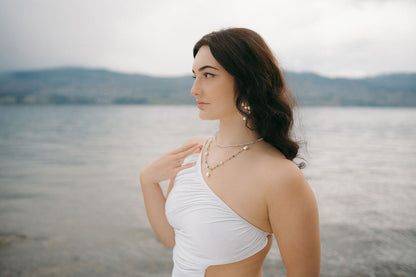 Blue Lagoon Pearl Charm Clasp Necklace