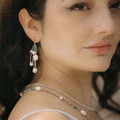 Blue Lagoon Pearl Charm Clasp Necklace