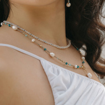 Blue Lagoon Pearl Charm Clasp Necklace