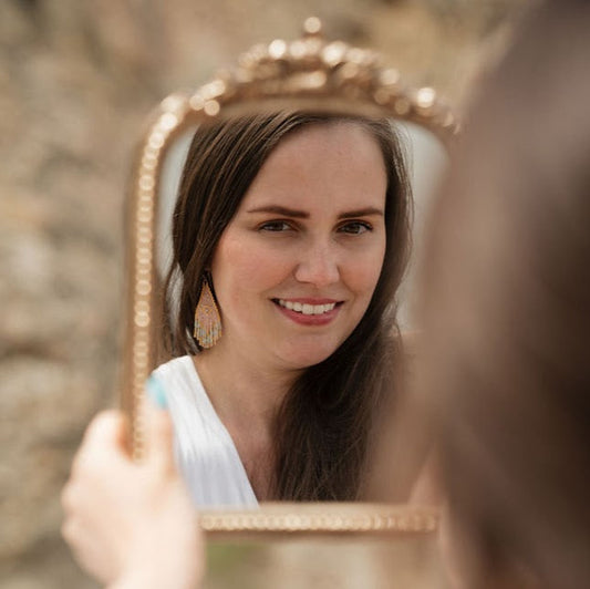 MADE TO ORDER: Mini Sea Foam & Champagne Beaded Mermaid Earrings