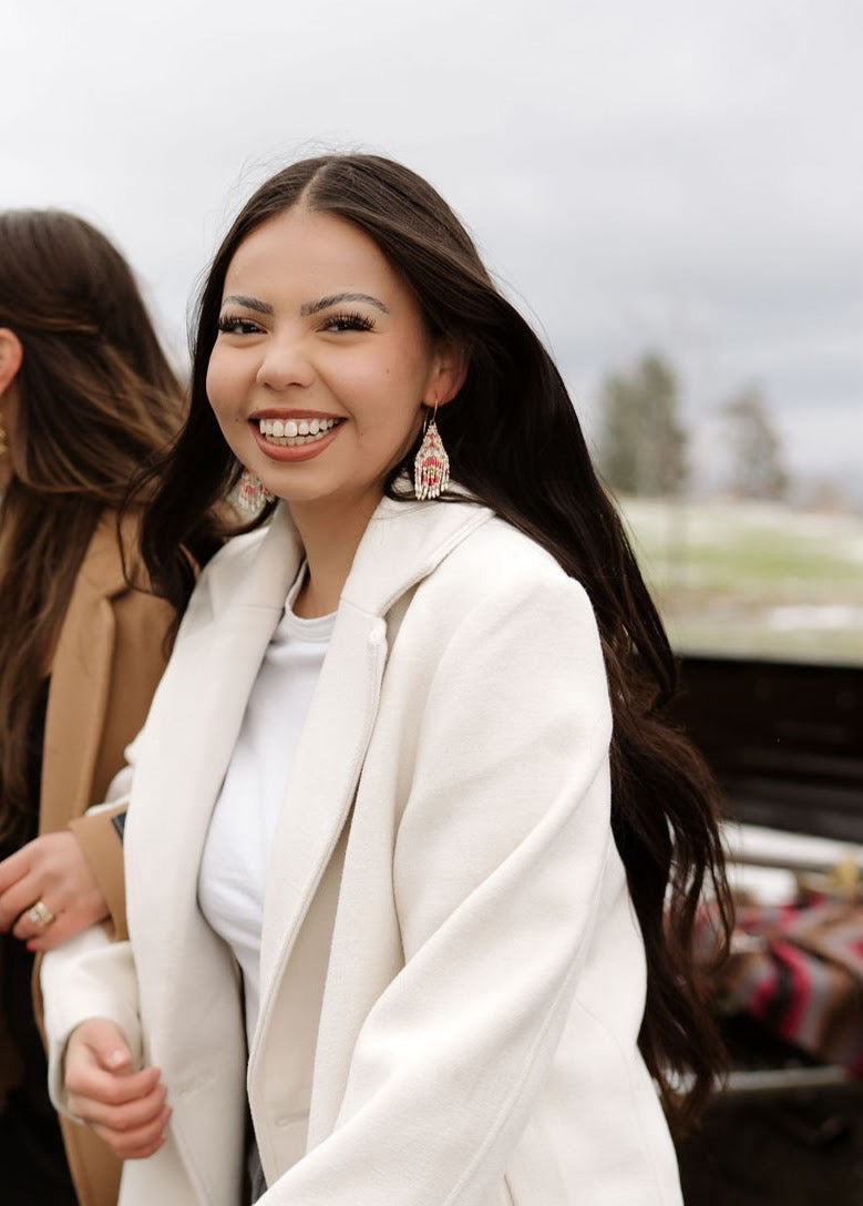 Mini Pink Heart Lace Beaded Earrings