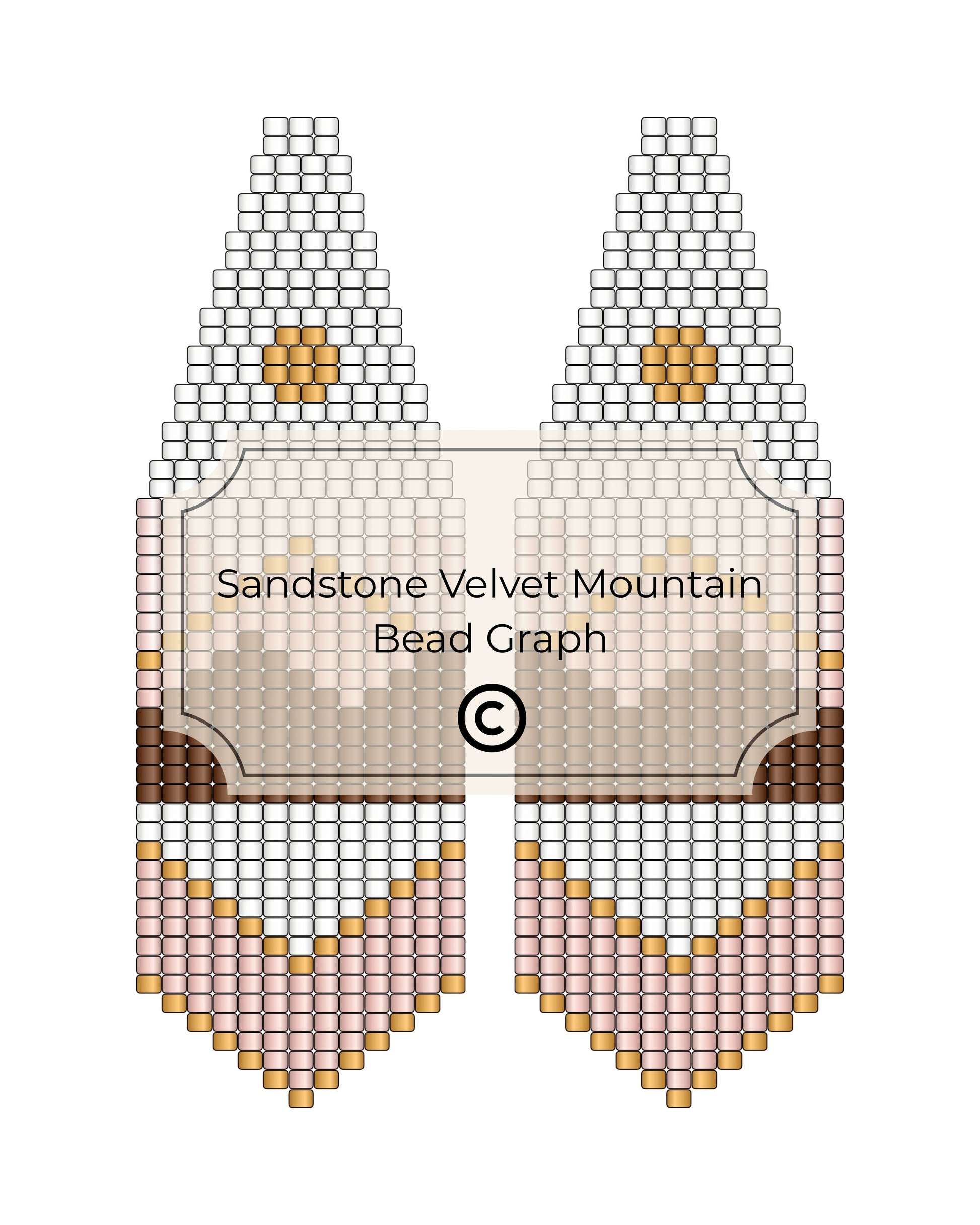 Bead pattern design for 'Sandstone Velvet Mountain' with text on a white background