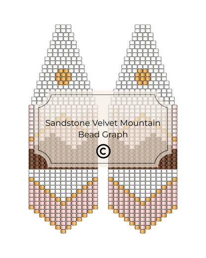 Bead pattern design for 'Sandstone Velvet Mountain' with text on a white background