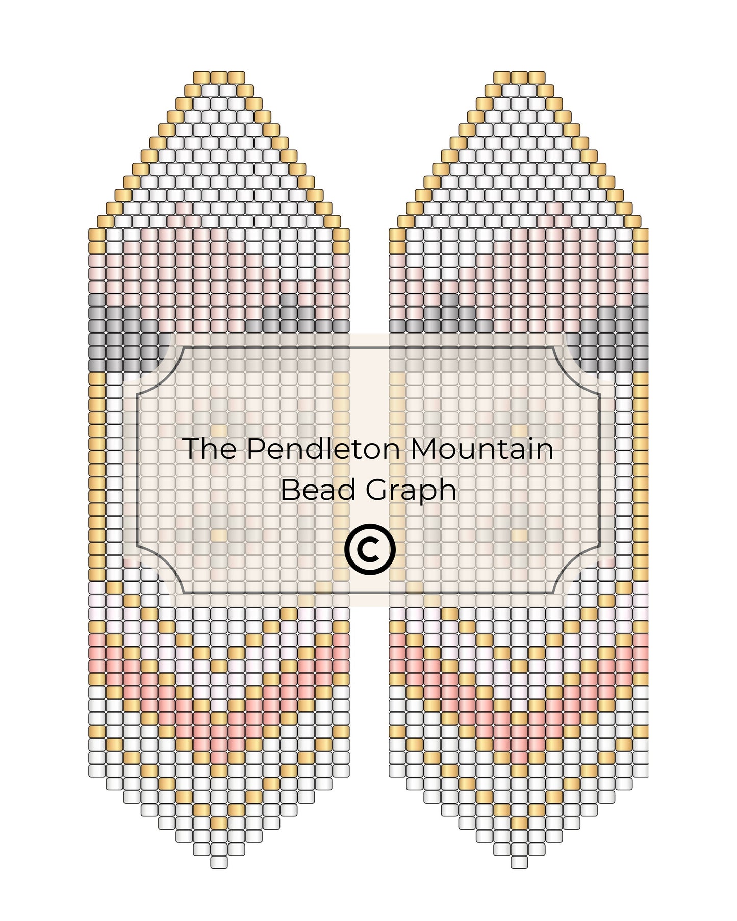 Bead pattern design for earrings with 'The Pendleton Mountain' branding.