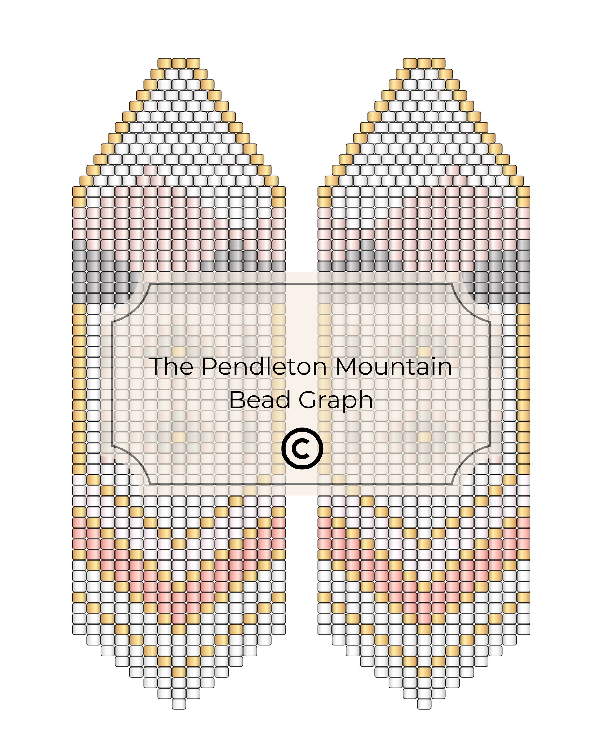 Bead pattern design for earrings with 'The Pendleton Mountain' branding.