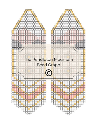 Bead pattern design for earrings with 'The Pendleton Mountain' branding.