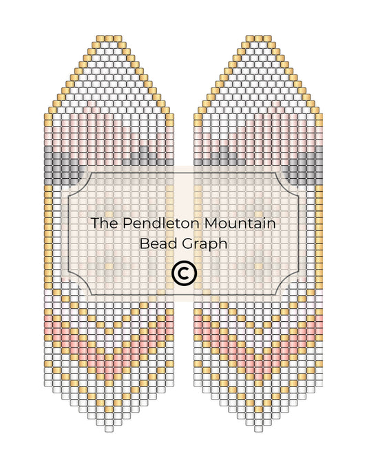 Bead pattern design for earrings with 'The Pendleton Mountain' branding.