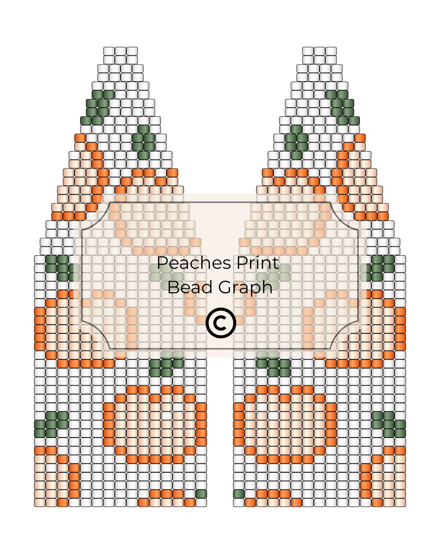 Bead pattern for a castle design with peaches, featuring 'Peaches Print' branding.
